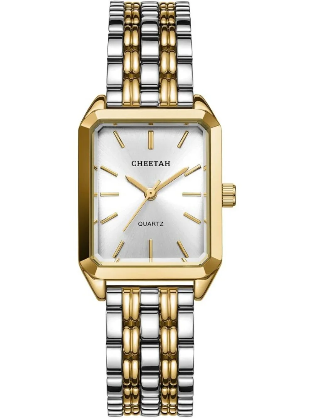 Dainty Gold-Tone Cheetah Watch for Women, Retro Rectangular Case, Stainless